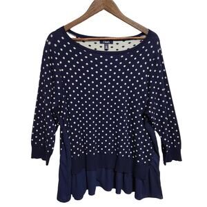Ralph Lauren Chaps Women's Plus 1X 3/4 Sleeve Sweater Preppy Nautical Beachy